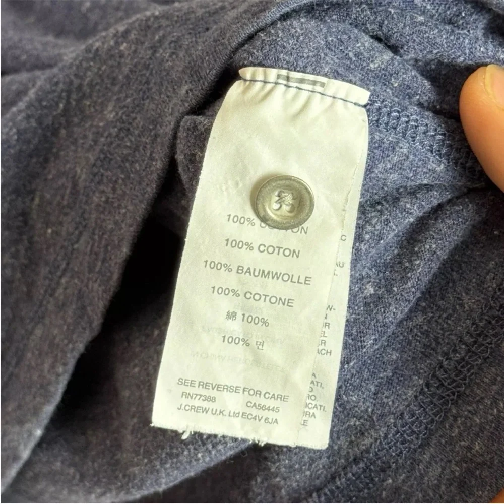 J.CREW Knit Goods Cotton Henley Shirt Long Sleeve Heather Blue Mens Size Large